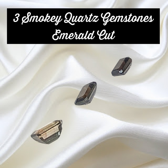 Smokey Quartz Gemstones. Emerald Cut (3 pieces). - Picture 5 of 8